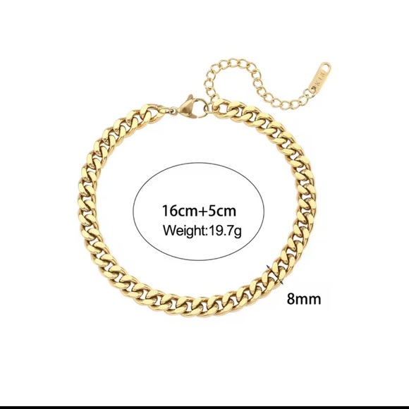 New 18K Gold Cuban Link Bracelet Stainless Steel 
 Small size - Picture 4 of 4